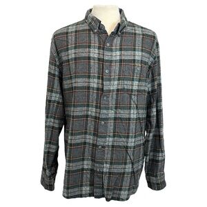 Weatherproof Vintage Men's XXL Flannel Shirt Grey Plaid Heavyweight Long Sleeve